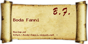 Boda Fanni névjegykártya